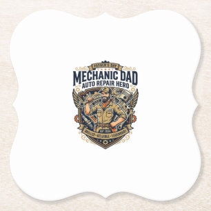Father Day Mechanic Dad Shirt Funny Working Dad Gi Paper Coaster
