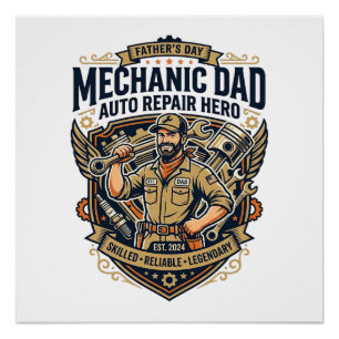 Father Day Mechanic Dad Shirt Funny Working Dad Gi Poster