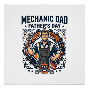 Father Day Mechanic Dad Shirt Funny Working Dad Gi Poster