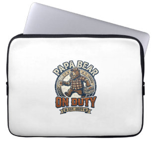 Father Day Papa Bear On Duty Shirt Funny Animal Da Laptop Sleeve
