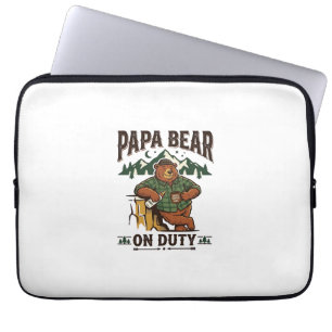 Father Day Papa Bear On Duty Shirt Funny Animal Da Laptop Sleeve