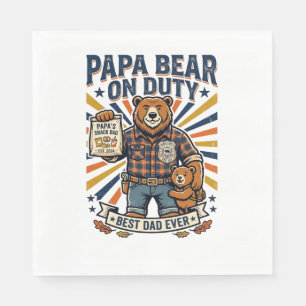 Father Day Papa Bear On Duty Shirt Funny Animal Da Napkin