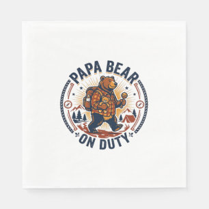 Father Day Papa Bear On Duty Shirt Funny Animal Da Napkin