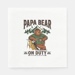 Father Day Papa Bear On Duty Shirt Funny Animal Da Napkin