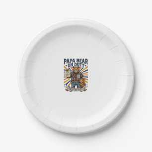 Father Day Papa Bear On Duty Shirt Funny Animal Da Paper Plate