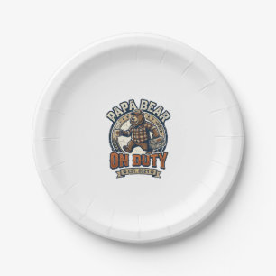 Father Day Papa Bear On Duty Shirt Funny Animal Da Paper Plate