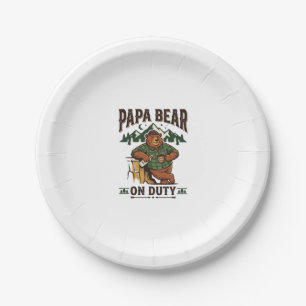 Father Day Papa Bear On Duty Shirt Funny Animal Da Paper Plate