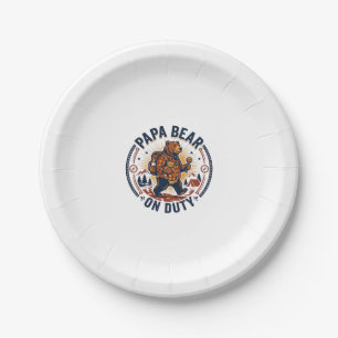 Father Day Papa Bear On Duty Shirt Funny Animal Da Paper Plate