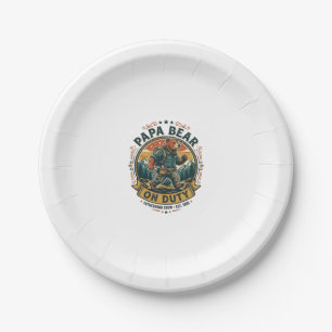 Father Day Papa Bear On Duty Shirt Funny Animal Da Paper Plate