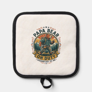 Father Day Papa Bear On Duty Shirt Funny Animal Da Pot Holder