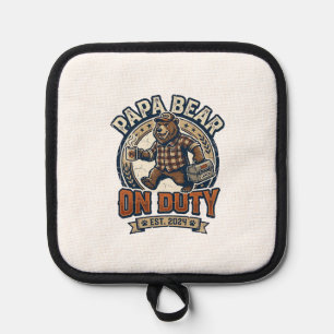 Father Day Papa Bear On Duty Shirt Funny Animal Da Pot Holder