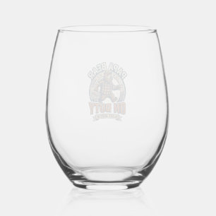 Father Day Papa Bear On Duty Shirt Funny Animal Da Stemless Wine Glass