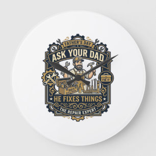 Father Day Repair Dad Shirt Ask Your Dad He Fixes Large Clock