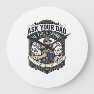Father Day Repair Dad Shirt Ask Your Dad He Fixes Large Clock