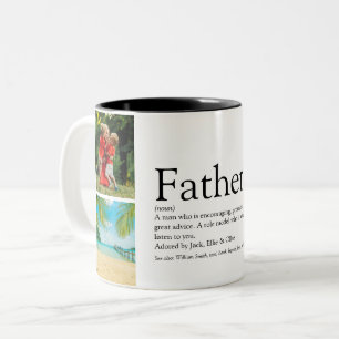 Father Definition Quote Photo Collage Two-Tone Coffee Mug