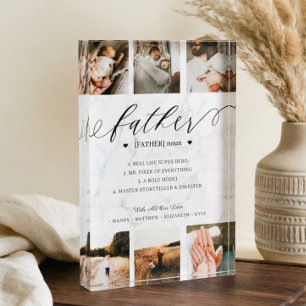 Father Dictionary Definition Photo Collage Marble Block
