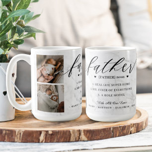 Father Dictionary Definition Photo Collage Marble Coffee Mug