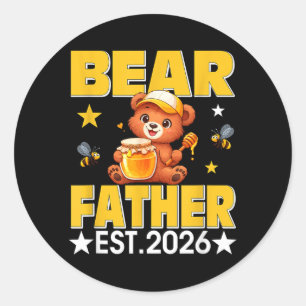 Father Est 2026 Floral Bow Tie Mothers Day Bear Classic Round Sticker