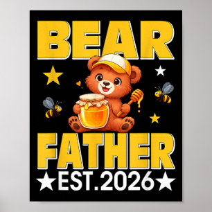 Father Est 2026 Floral Bow Tie Mothers Day Bear Poster
