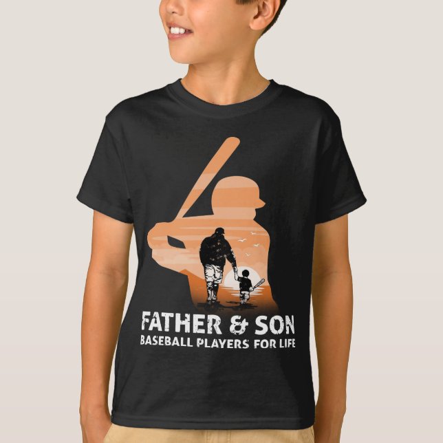 Father Ft Son Playing Baseball Together Gift T-Shirt (Front)