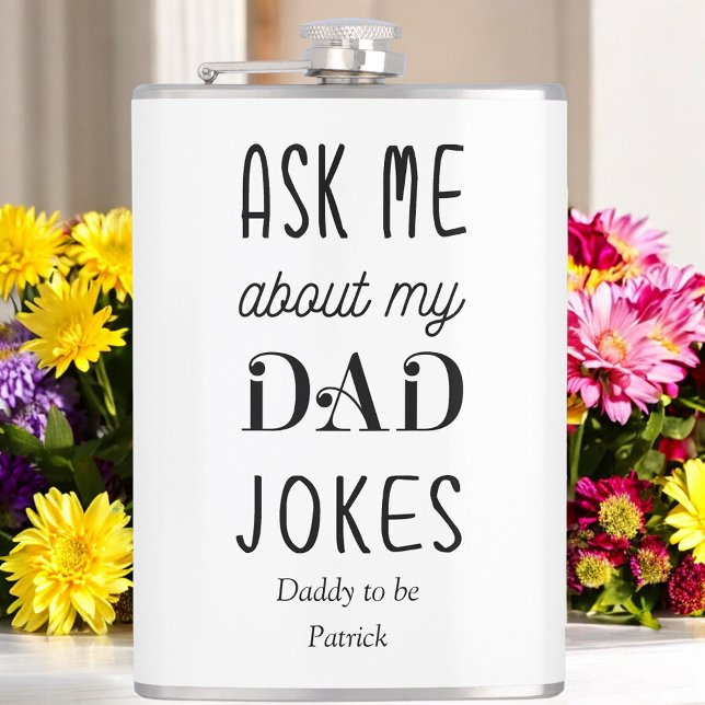 Father Funny Dad Black White Quote Hip Flask (Creator Uploaded)