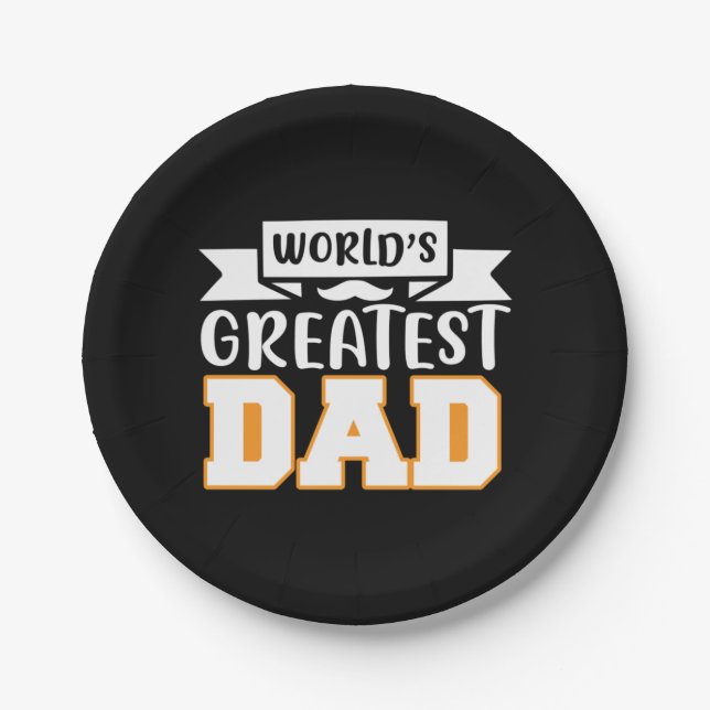 Father Gift World's Greatest Dad Paper Plate (Front)