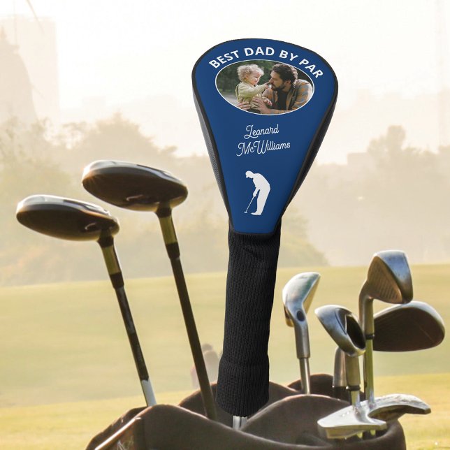 Father Golfing Best Dad By Par Custom Photo Blue Golf Head Cover (Creator Uploaded)