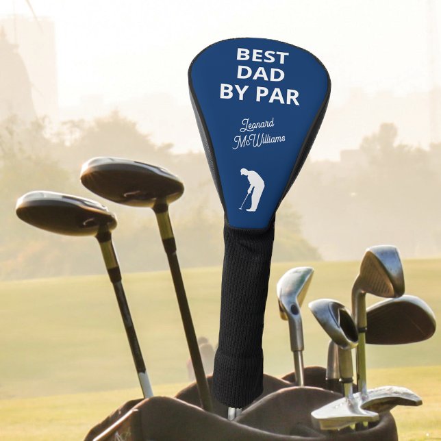 Father Golfing Funny Best Dad By Par Custom Blue Golf Head Cover (Creator Uploaded)