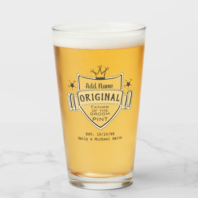 FATHER GROOM - Personalised Groomsmen PINT GLASS (Front Filled)