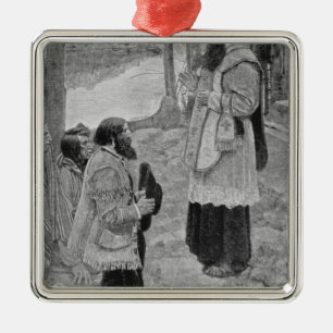 Father Hennepin Celebrating Mass Metal Tree Decoration