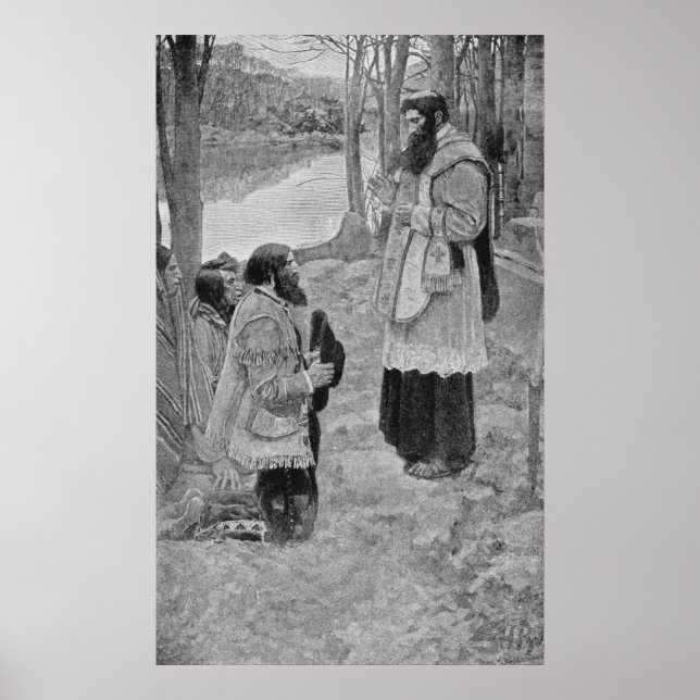 Father Hennepin Celebrating Mass Poster (Front)