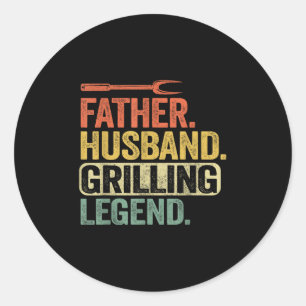 Father Husband Grilling Legend Barbecue Funny Pig Classic Round Sticker