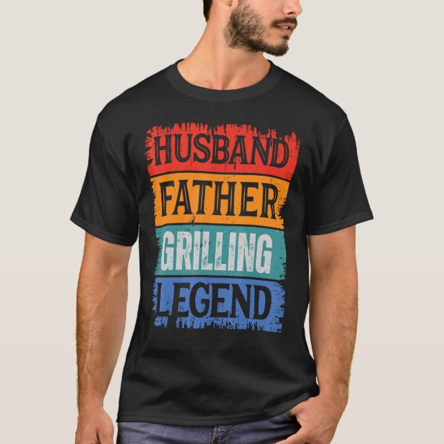 Father Husband GRILLING Legend Proud Dad  Retro Pa T-Shirt (Front)