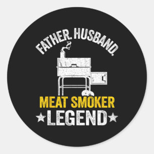 Father Husnd Meat Smoker Legend Grilling Dad Meat Classic Round Sticker
