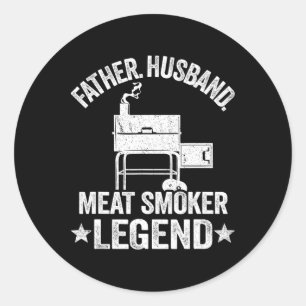 Father Husnd Meat Smoker Legend Grilling Dad Meat Classic Round Sticker