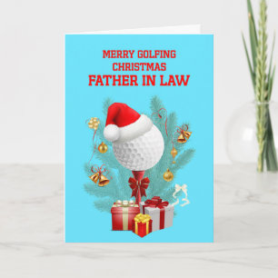 Father In Law Christmas Golfball Holiday Card
