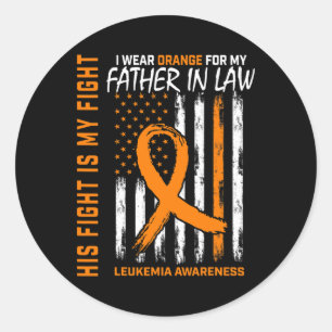 Father In Law Leukaemia Cancer Awareness American Classic Round Sticker