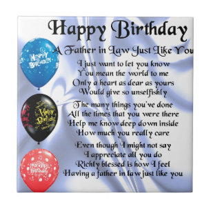 Father in Law Poem - Happy Birthday Tile