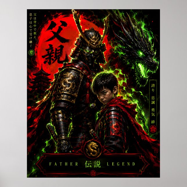 Father Legend Samurai Dragon Poster (Front)