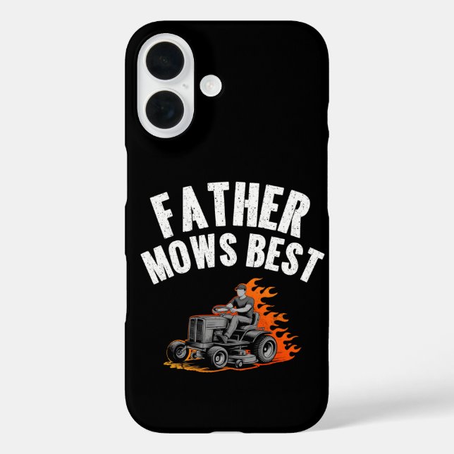 Father Mows Best Funny Dad Fire Flame Lawn Mowing Case-Mate iPhone Case (Back)