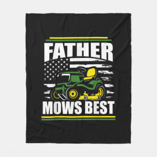 Father Mows Best Funny Lawn Mower American Flag Fa Fleece Blanket