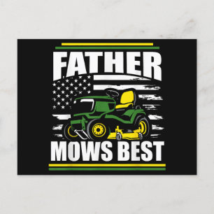 Father Mows Best Funny Lawn Mower American Flag Fa Holiday Postcard