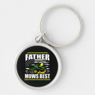 Father Mows Best Funny Lawn Mower American Flag Fa Key Ring