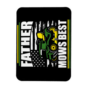 Father Mows Best Funny Lawn Mower American Flag Fa Magnet
