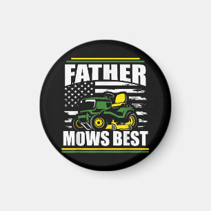 Father Mows Best Funny Lawn Mower American Flag Fa Magnet