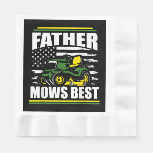 Father Mows Best Funny Lawn Mower American Flag Fa Napkin