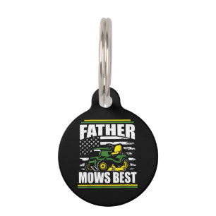 Father Mows Best Funny Lawn Mower American Flag Fa Pet Tag