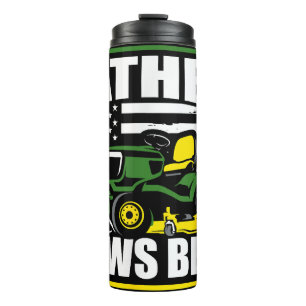 Father Mows Best Funny Lawn Mower American Flag Fa Thermal Tumbler
