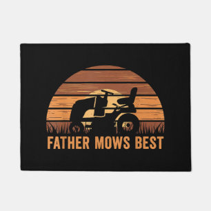 Father Mows Best Lawn Care Dad Mowing Gardener Fat Doormat
