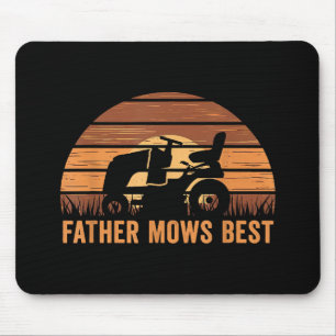 Father Mows Best Lawn Care Dad Mowing Gardener Fat Mouse Pad
